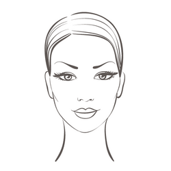 Illustration eines Gesichts zur Bestimmung des Hauttyps – normale, trockene, fettige oder Mischhaut