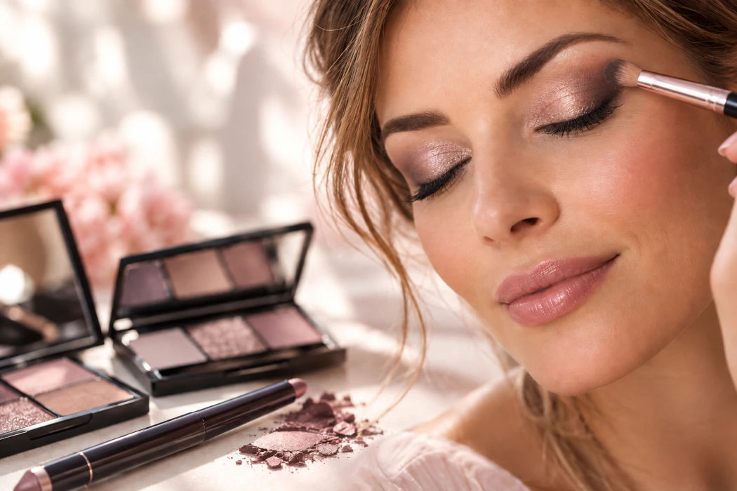 Woman with naturally defined eyes and eyeshadow